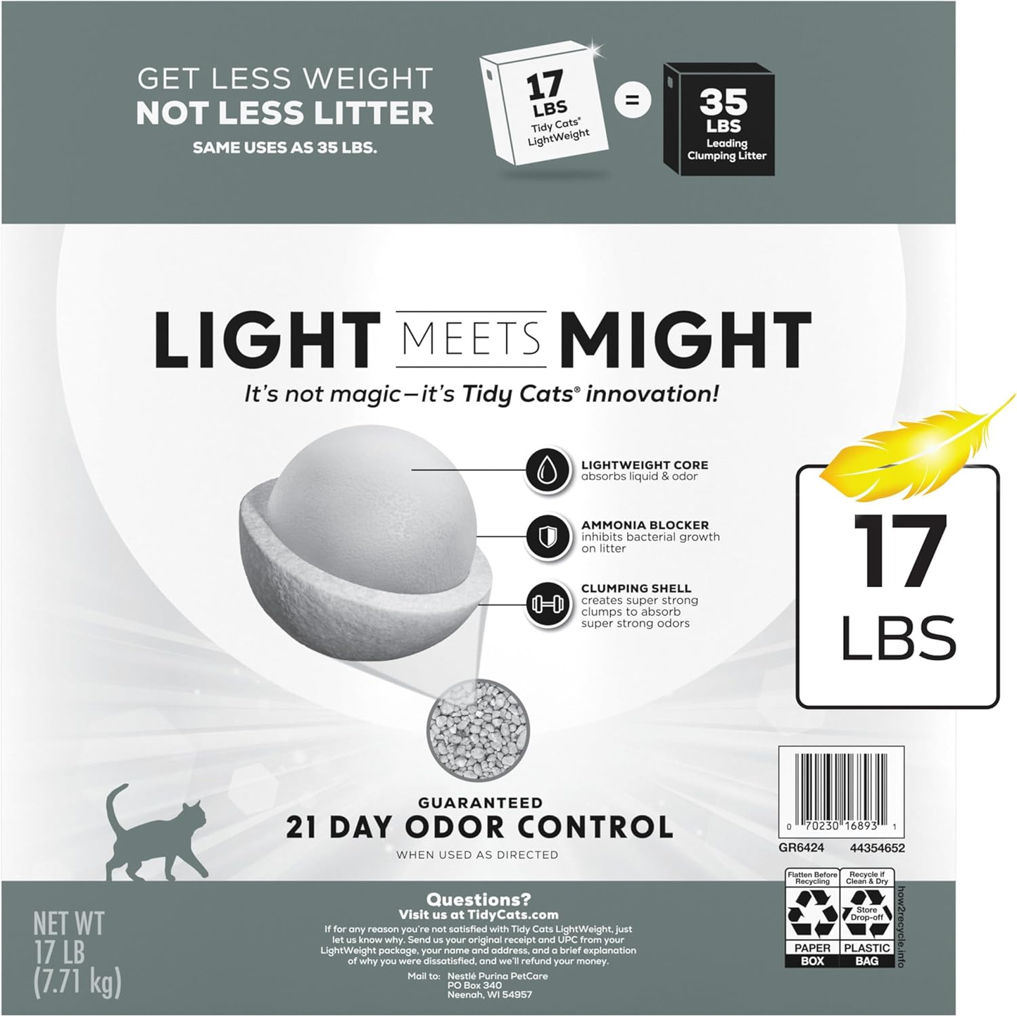 Purina  Lightweight 4-In-1 Strength Multi-Cat, Odor Control, Clumping, 99.9 Percent Dust Free Cat Litter - 17 Lb. Box